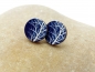 Preview: Herbst Baum 3D Holz Scheiben Ohrstecker blau
